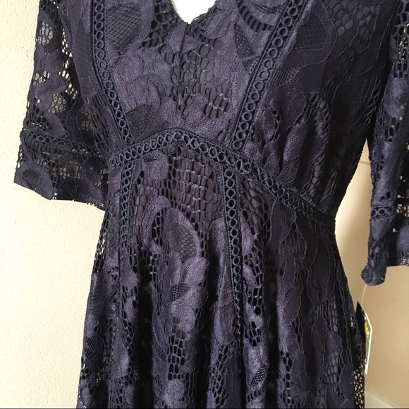 Taylor Lace Sharkbite Hem Dress 6 Navy - Picture 7 of 8